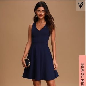 Lulu’s Navy Skater Dress Size L